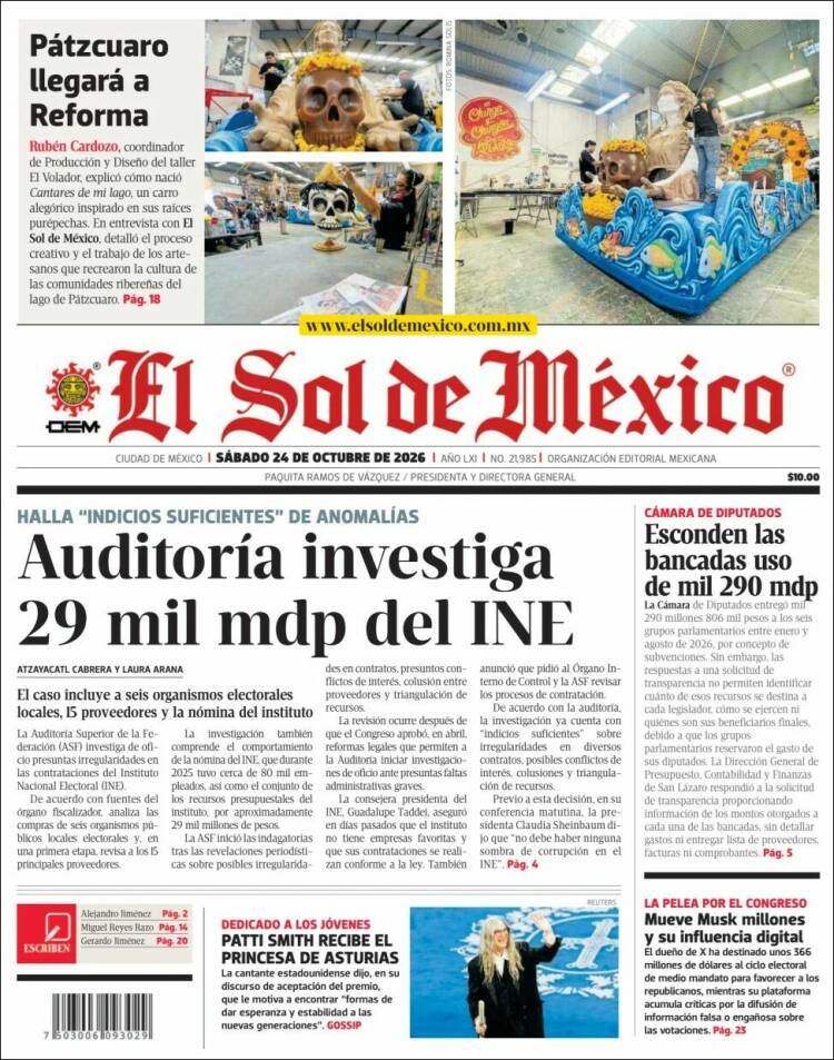Portada de El Sol de México (Mexico)