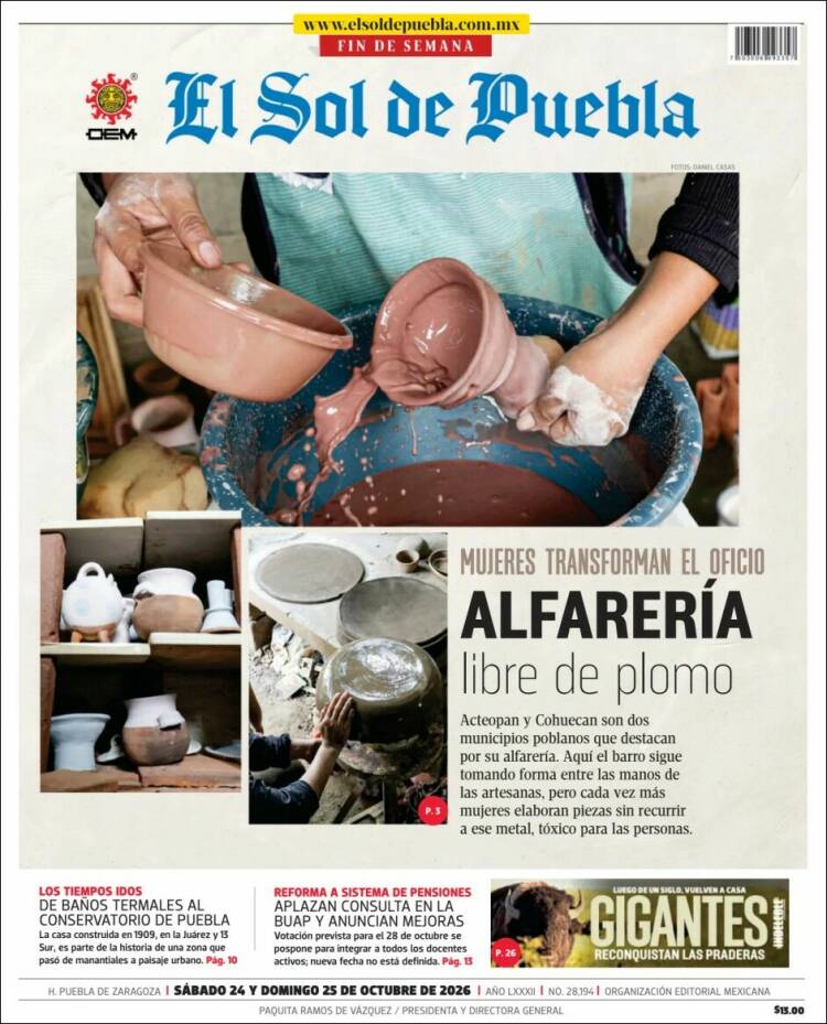 Portada de El Sol de Puebla (Mexico)