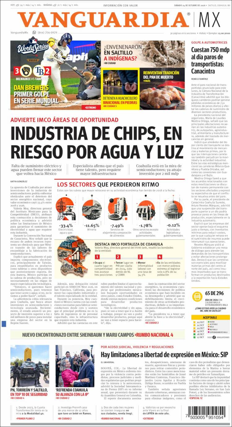 Portada de Vanguardia (Mexico)