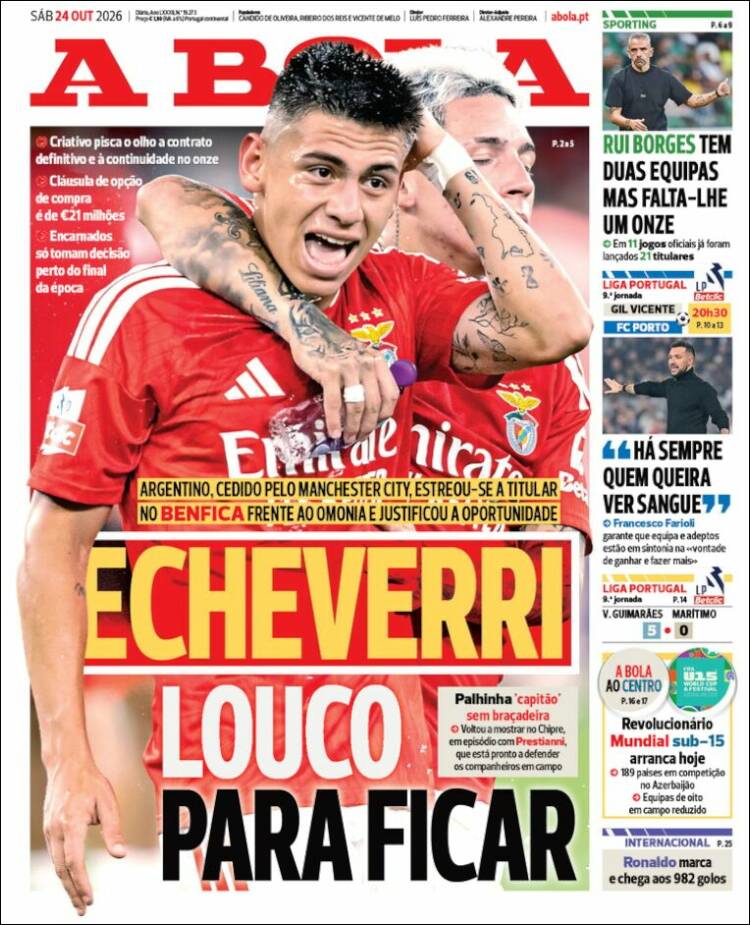 Portada de A Bola (Portugal)