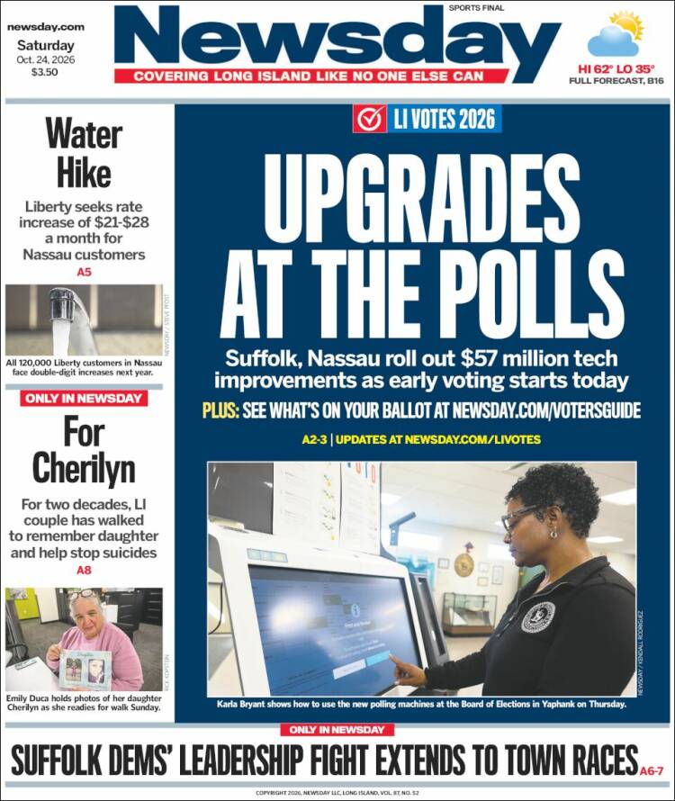Portada de Newsday (USA)