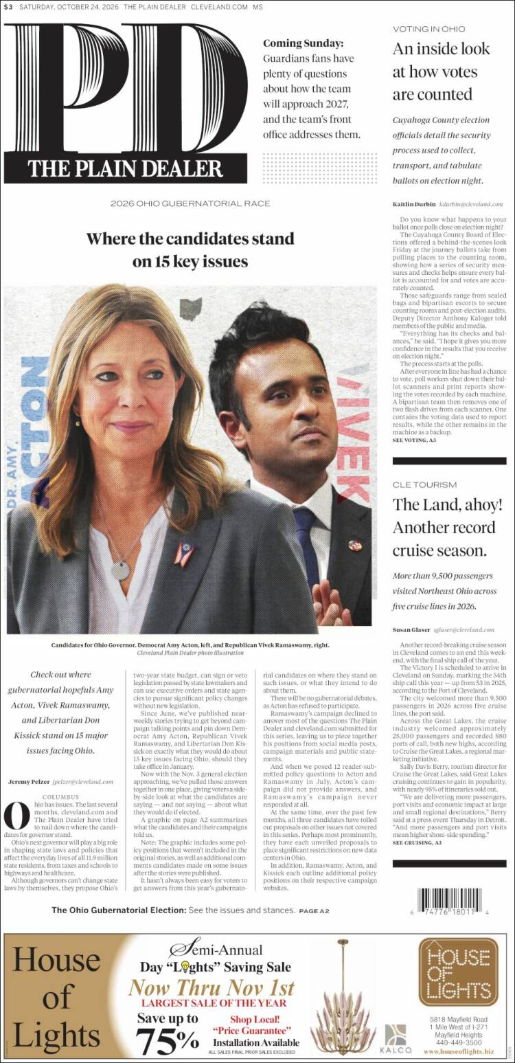 Portada de The Plain Dealer (USA)
