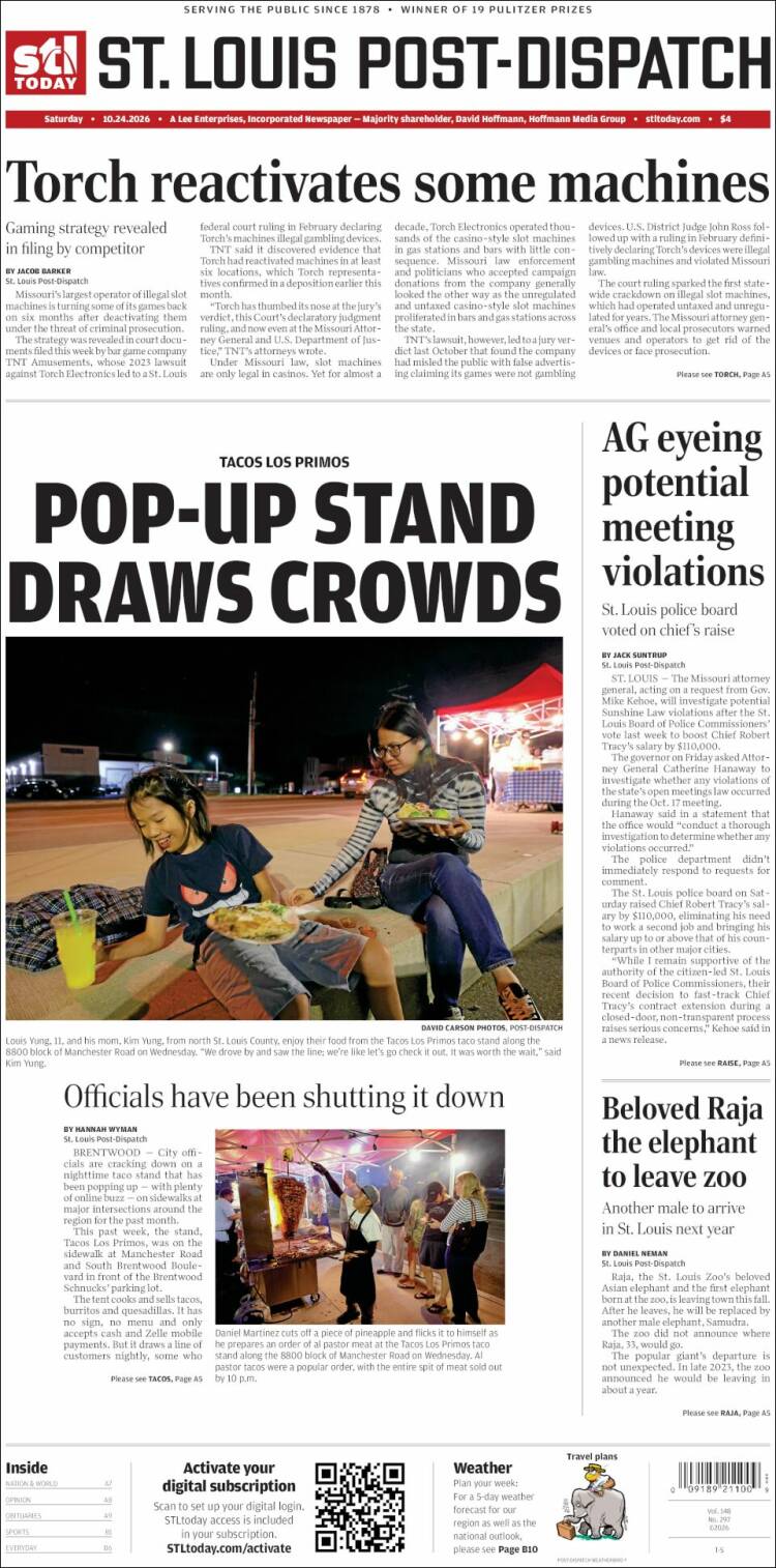Portada de St. Louis Post-Dispatch (&Eacute;tats-Unis)