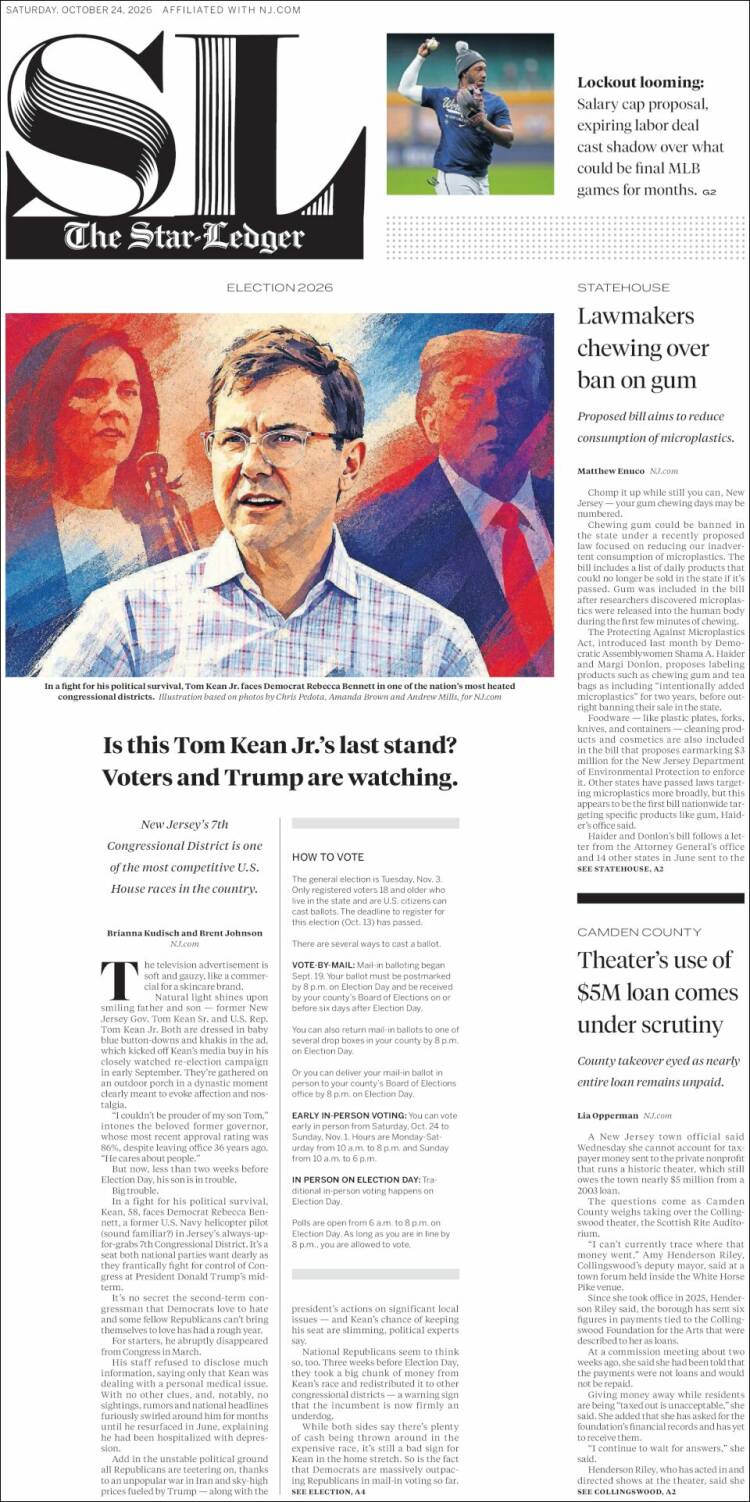 Portada de Star-Ledger (USA)