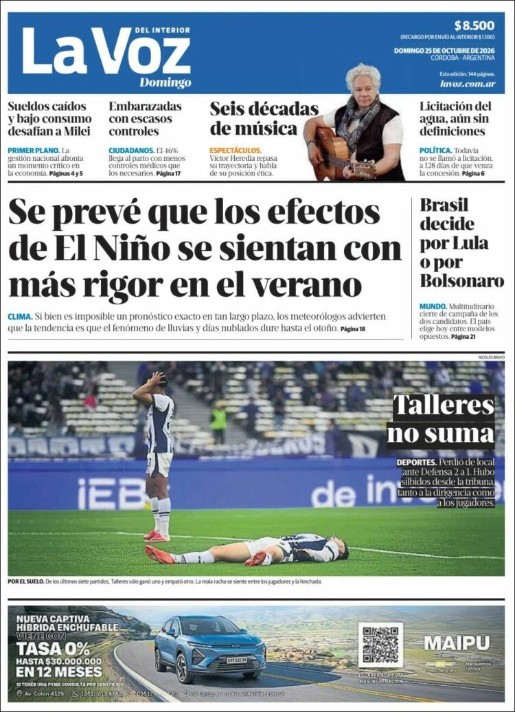 Portada de La Voz del Interior (Argentina)
