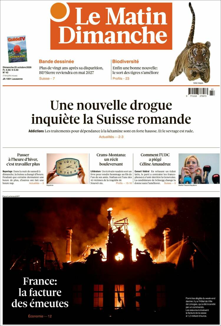Portada de Le Matin (Suiza)