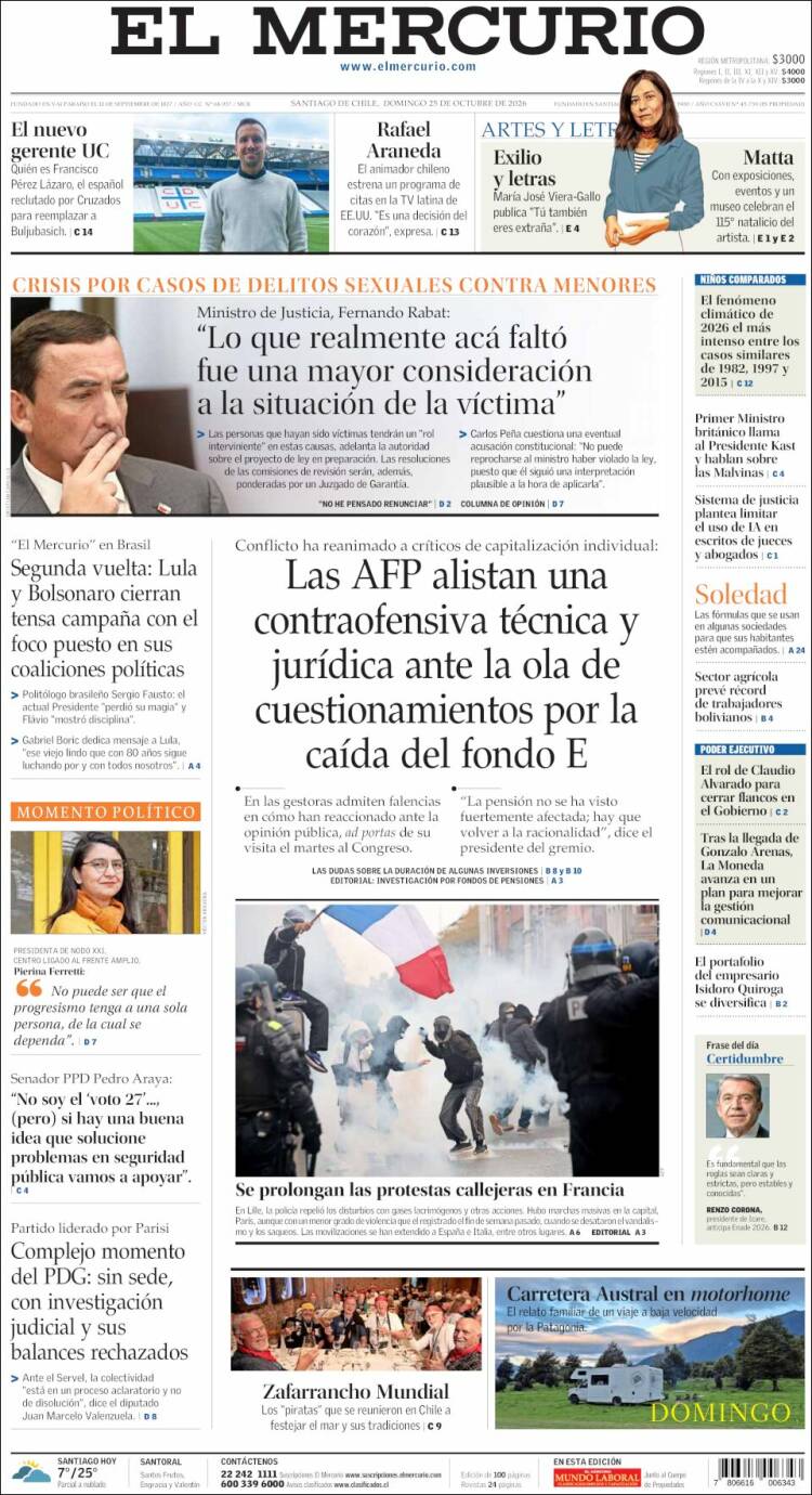 Portada de El Mercurio (Chile)