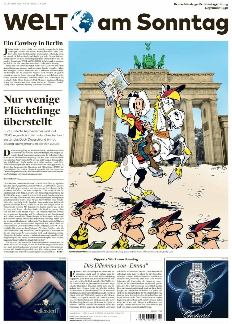 Portada de Die Welt (Alemania)