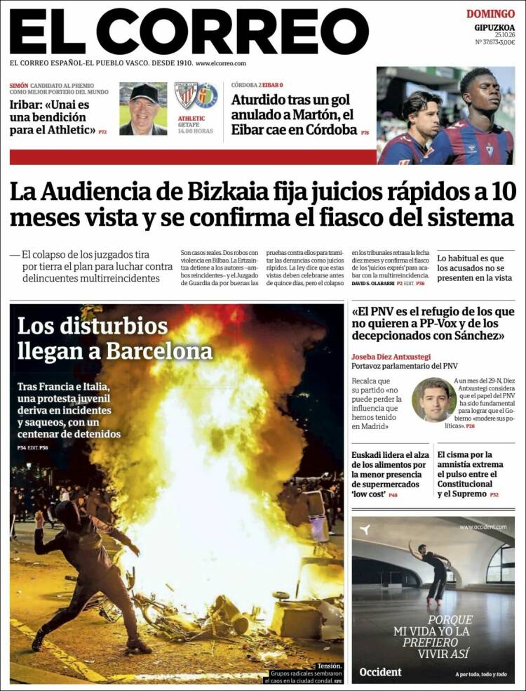 Portada de El Correo - Guipuzcoa (Espa&ntilde;a)