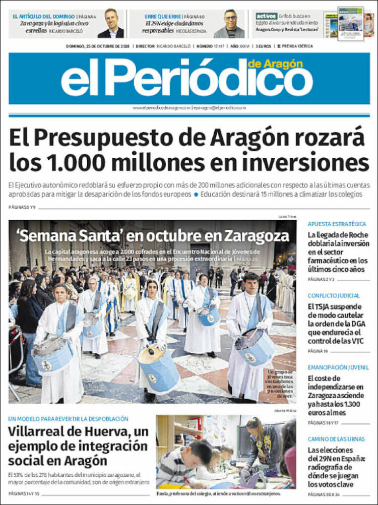 Portada de El Periódico de Aragón (Espa&ntilde;a)