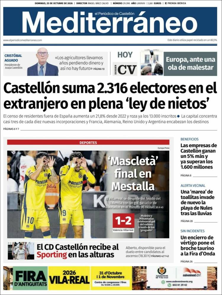 Portada de El Periódico Mediterraneo (Espa&ntilde;a)