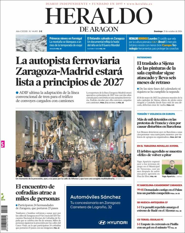 Portada de Heraldo de Aragón (Espa&ntilde;a)