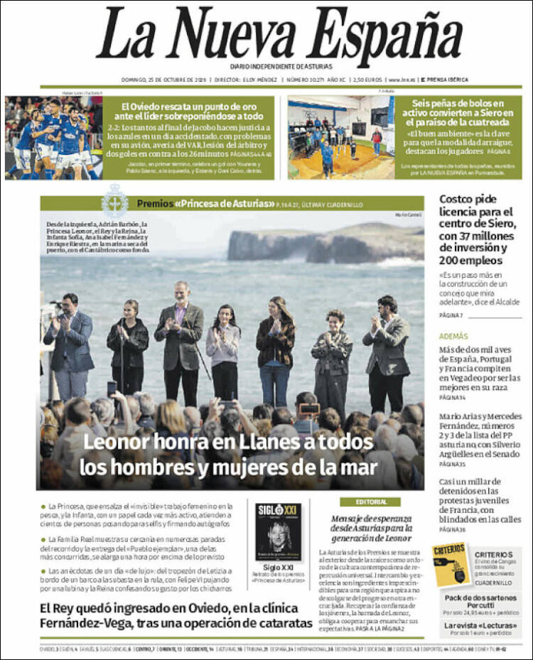 Portada de La Nueva España (Espa&ntilde;a)