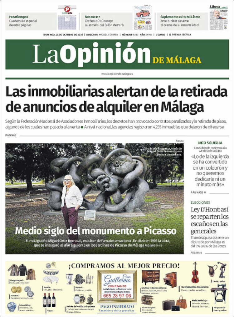 Portada de La Opinión de Málaga (Espa&ntilde;a)