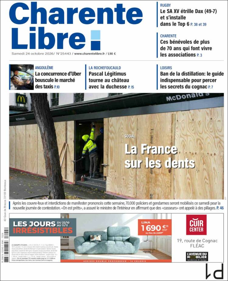Portada de Charente Libre (France)