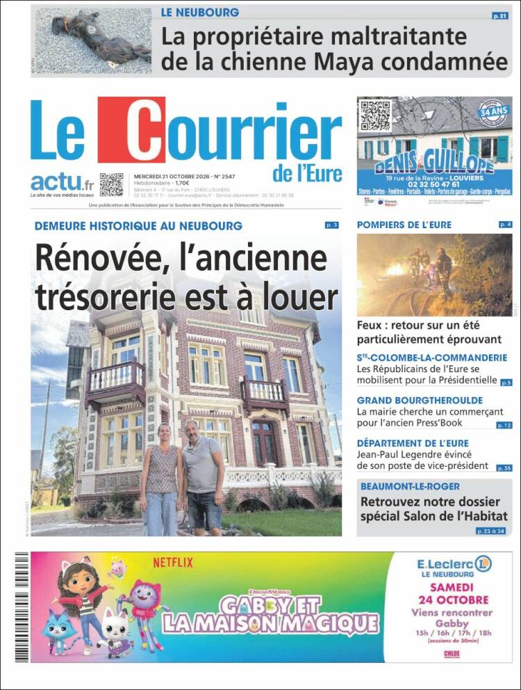 Portada de Le Courrier de l'Ouest (Francia)