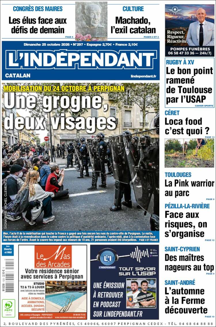Portada de Le Indépendant (Francia)
