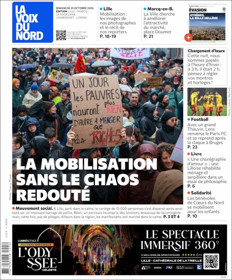Portada de La Voix du Nord (France)
