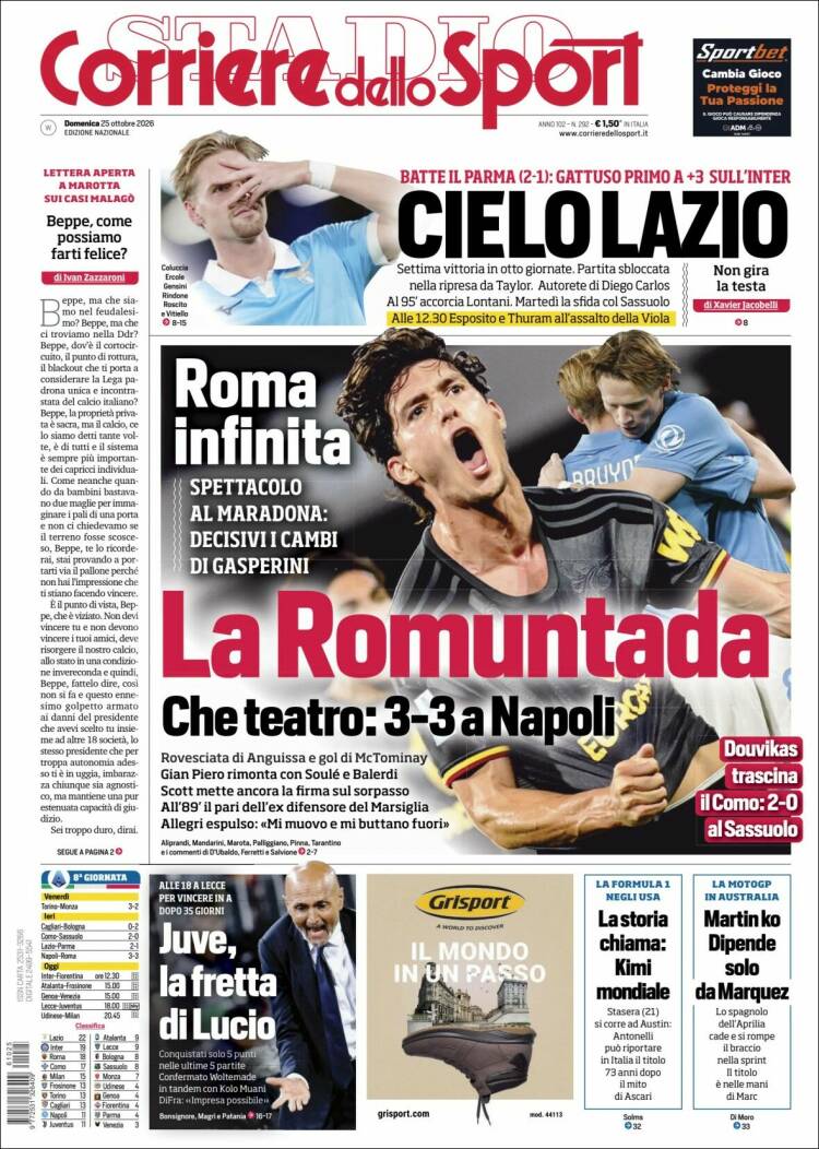 Portada de Corriere dello Sport (Italy)