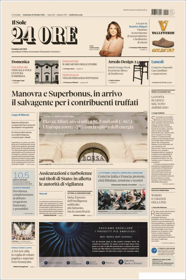 Portada de Il Sole 24 ORE (Italy)