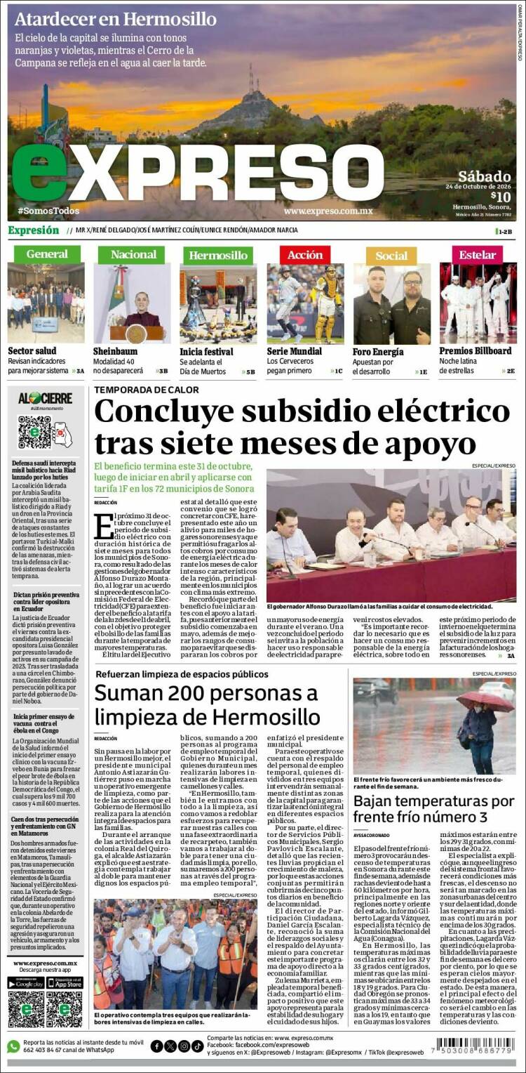 Portada de Expreso (M&eacute;xico)