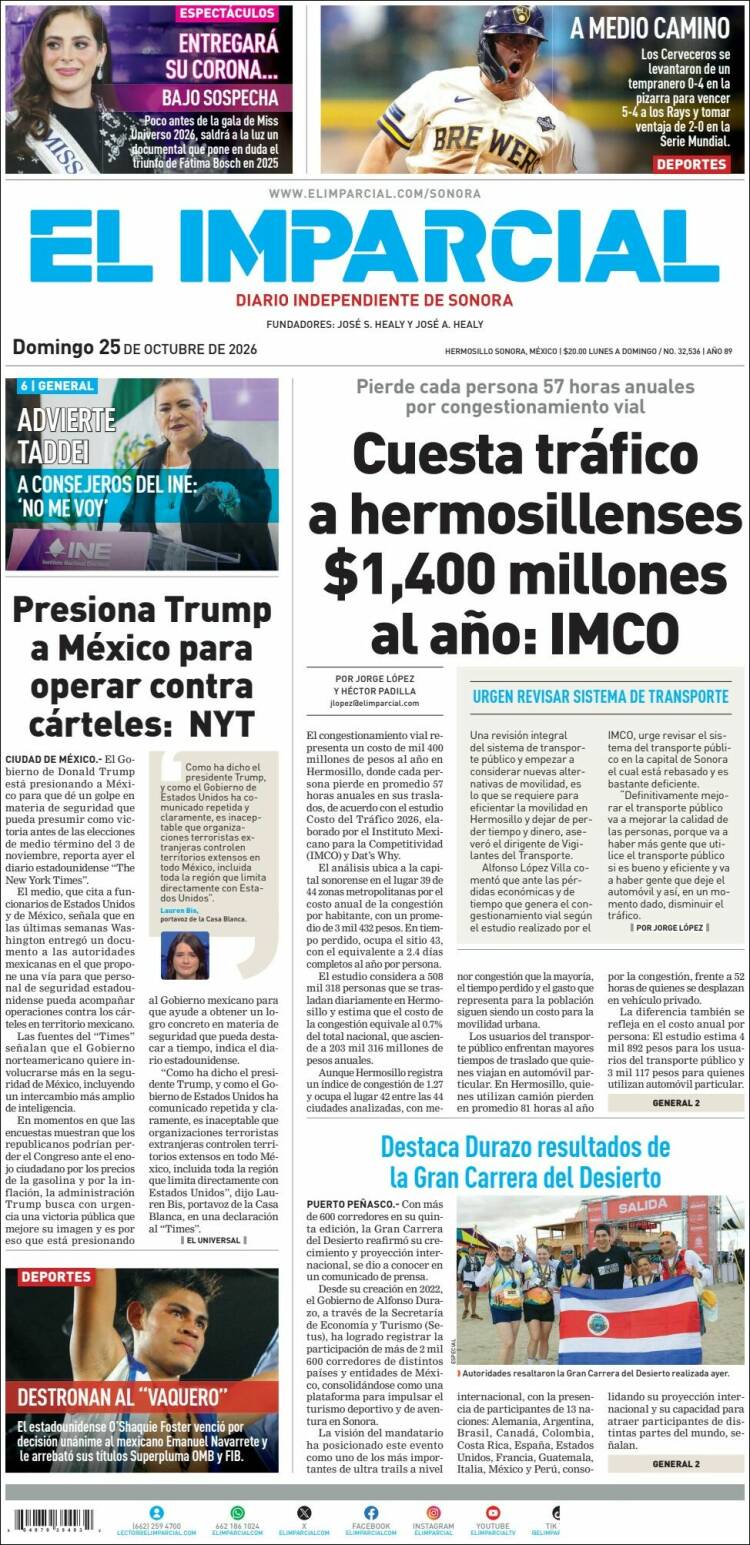 Portada de El Imparcial (M&eacute;xico)