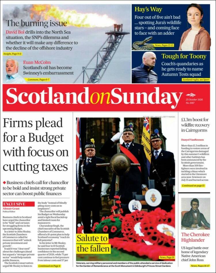 Portada de The Scotsman (Reino Unido)