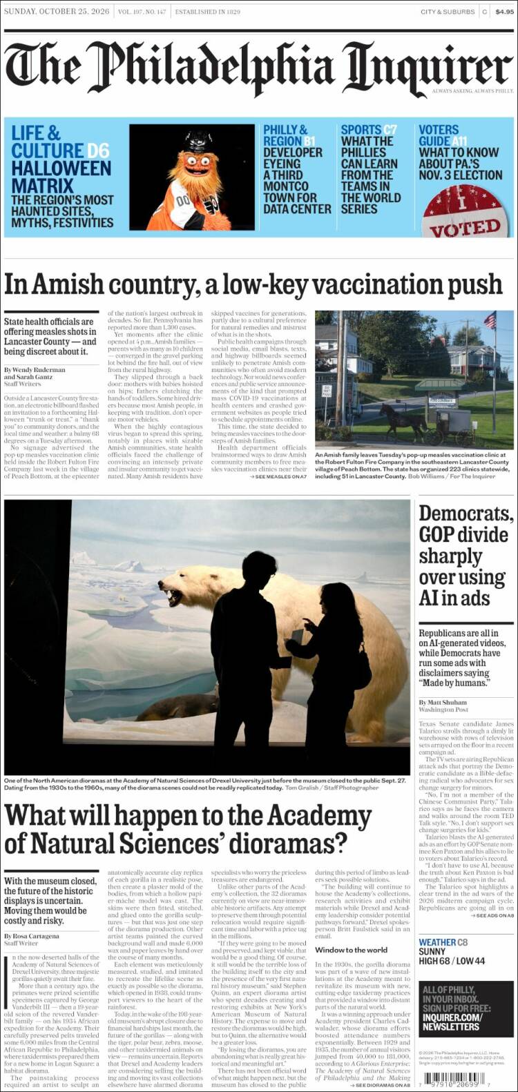 Portada de Philadelphia Inquirer (USA)