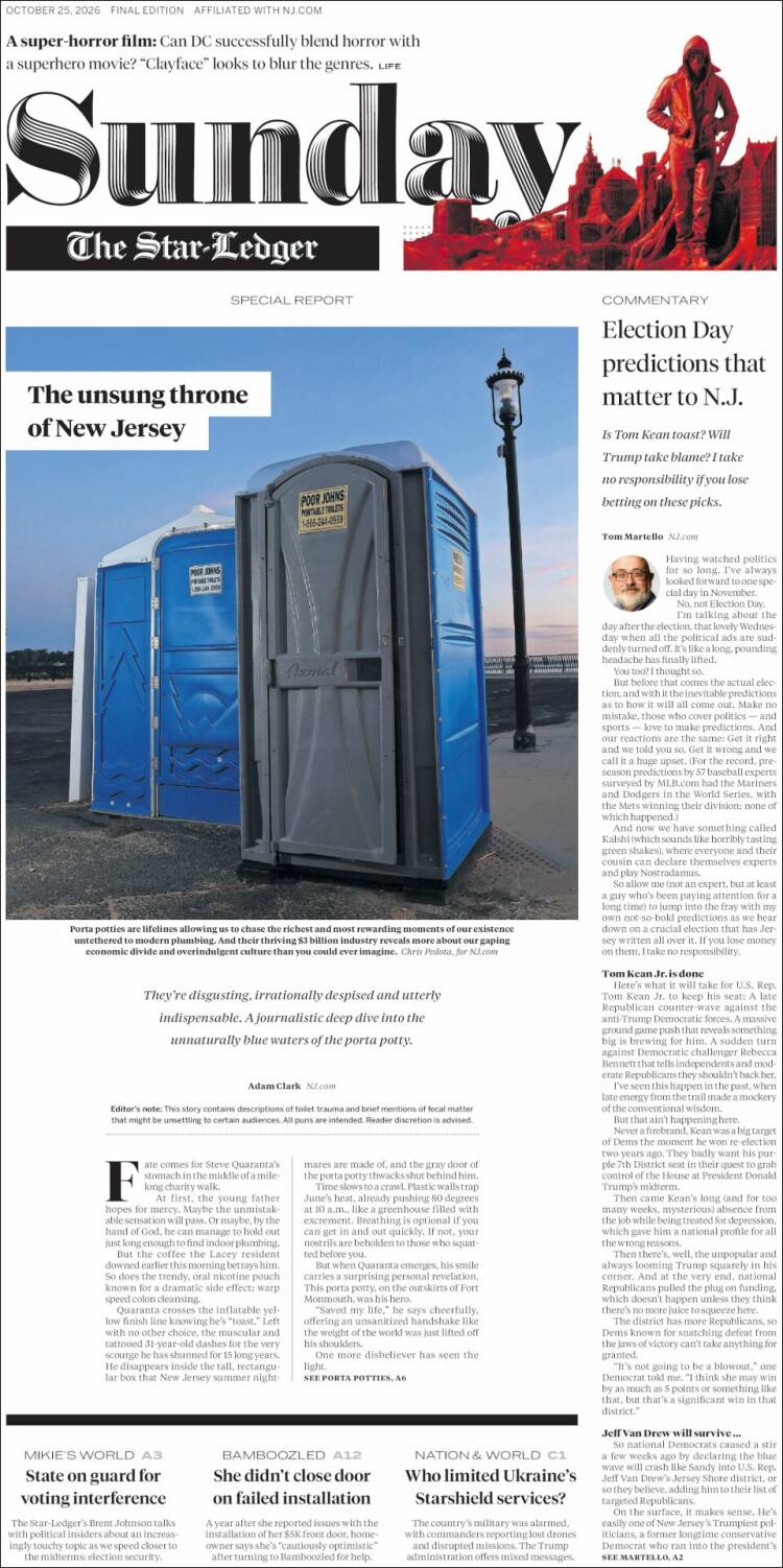 Portada de Star-Ledger (USA)