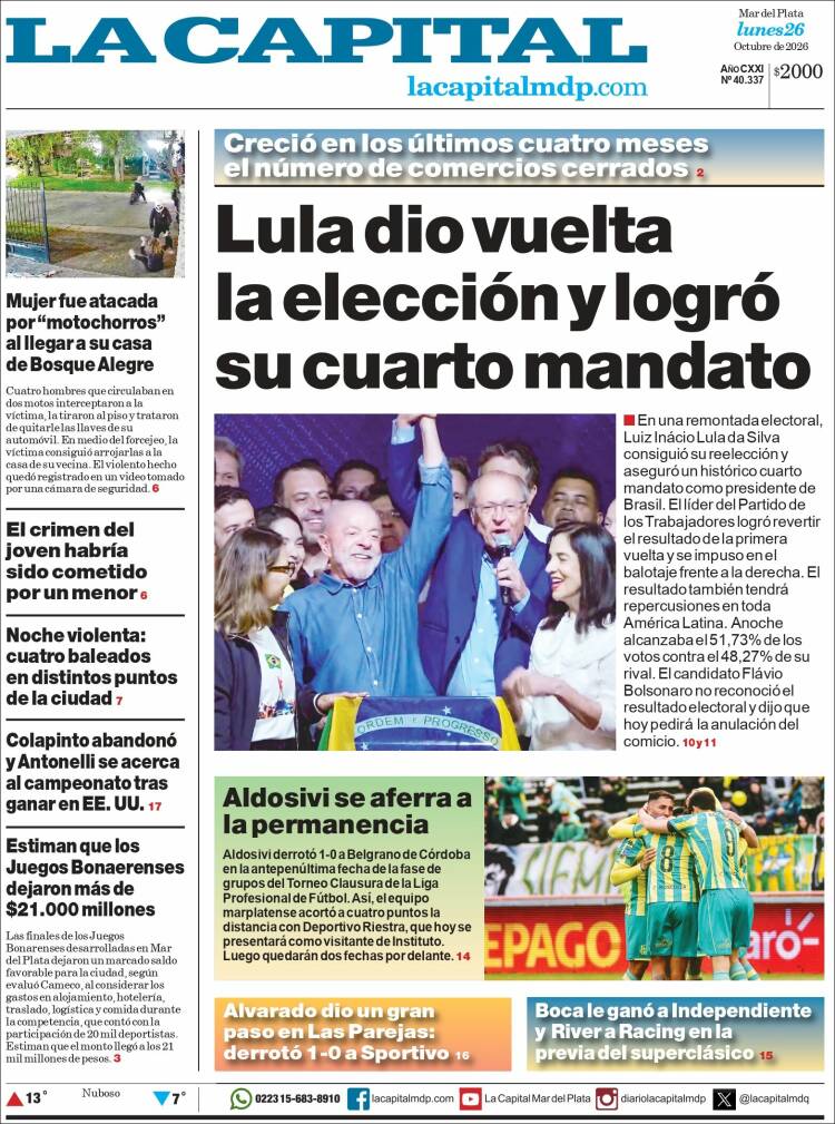 Portada de Diario La Capital - Mar del Plata (Argentina)