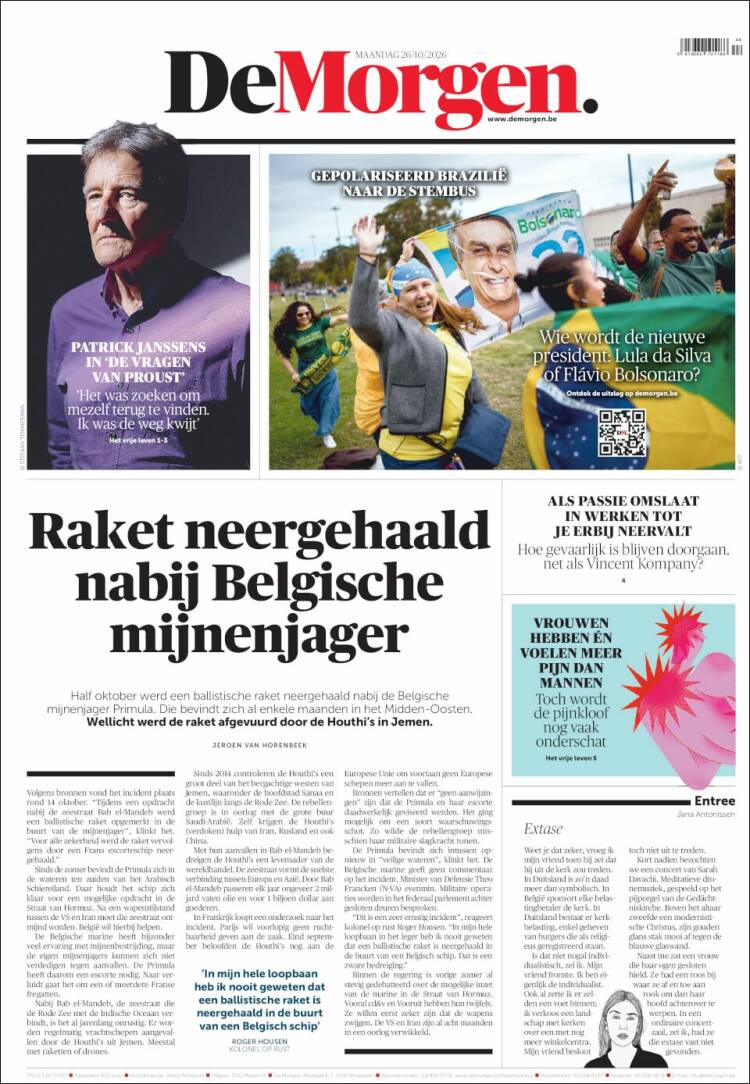 Portada de De Morgen (B&eacute;lgica)