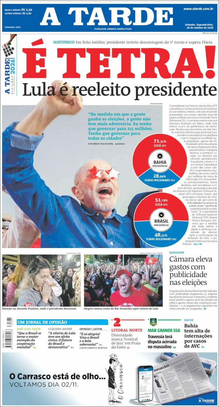 Portada de Diário A Tarde (Brasil)