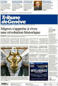 Portada de La Tribune de Genève (Suiza)