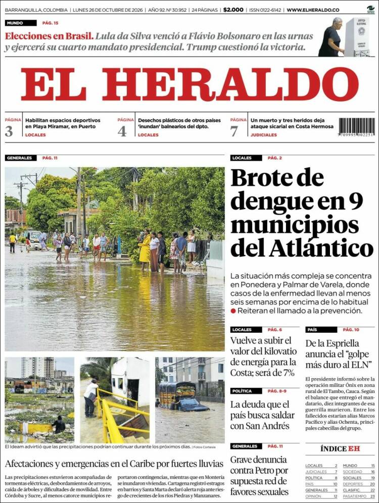 Portada de El Heraldo (Colombia)