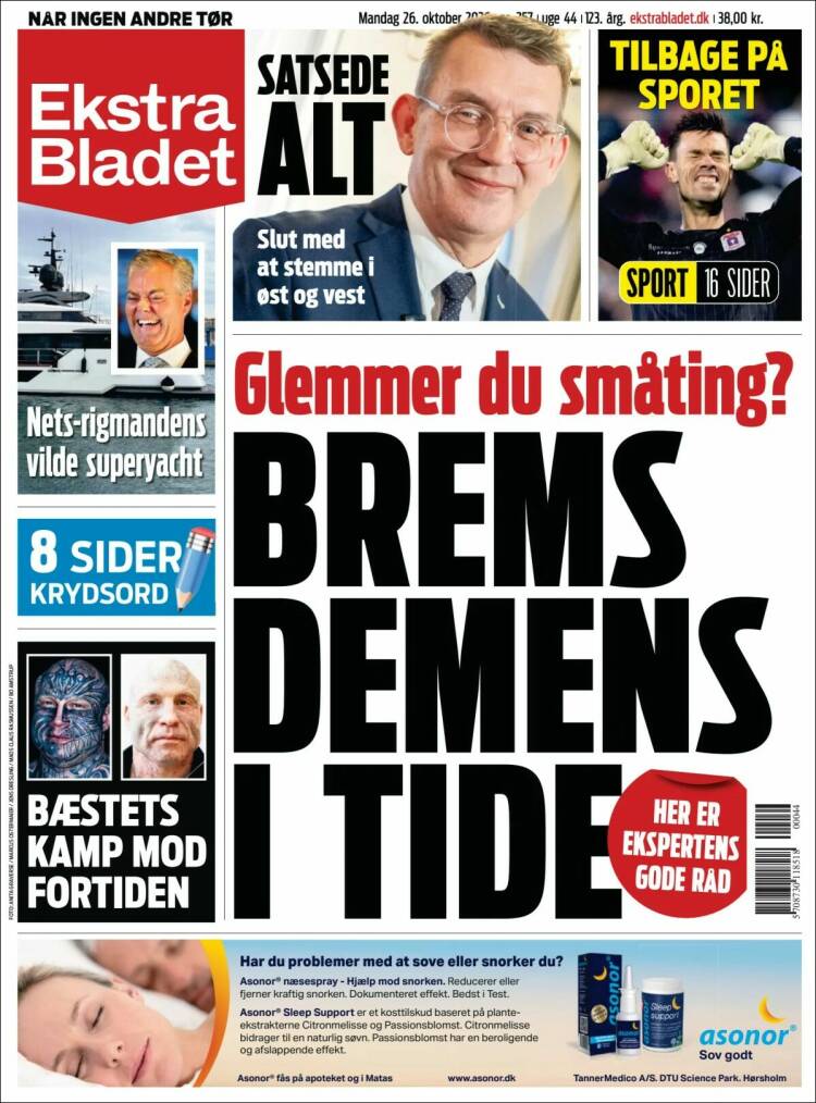 Portada de Ekstra Bladet (Dinamarca)