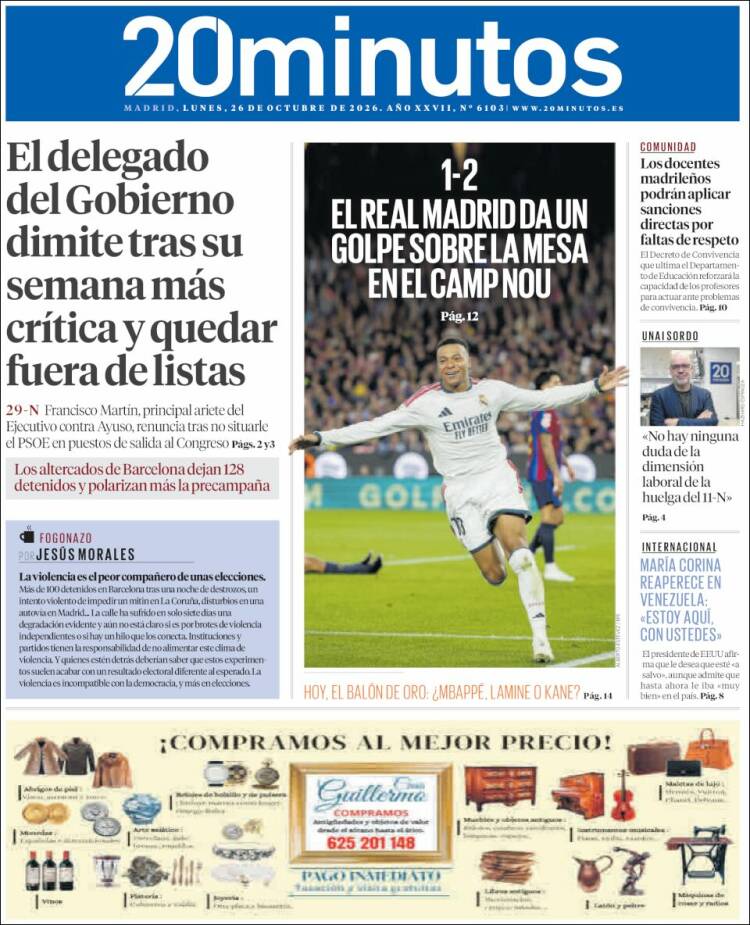 Portada de 20 Minutos - Madrid (Spain)