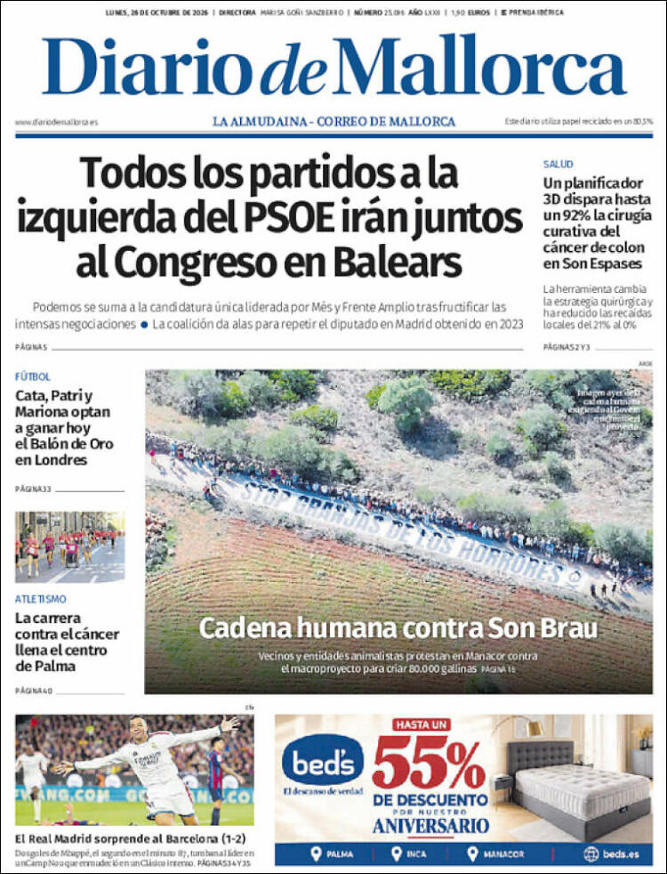 Portada de Diario de Mallorca (Espa&ntilde;a)
