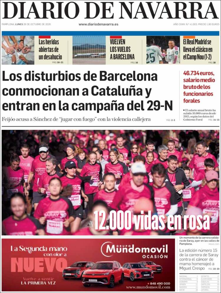 Portada de Diario de Navarra (Espa&ntilde;a)