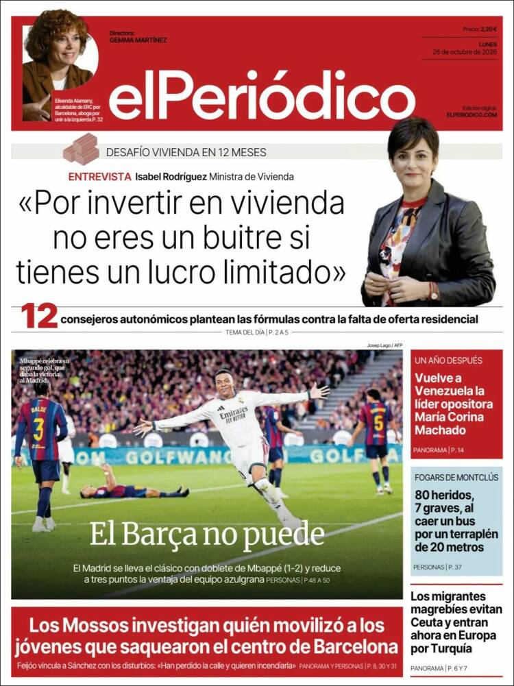Portada de El Periódico (Spain)