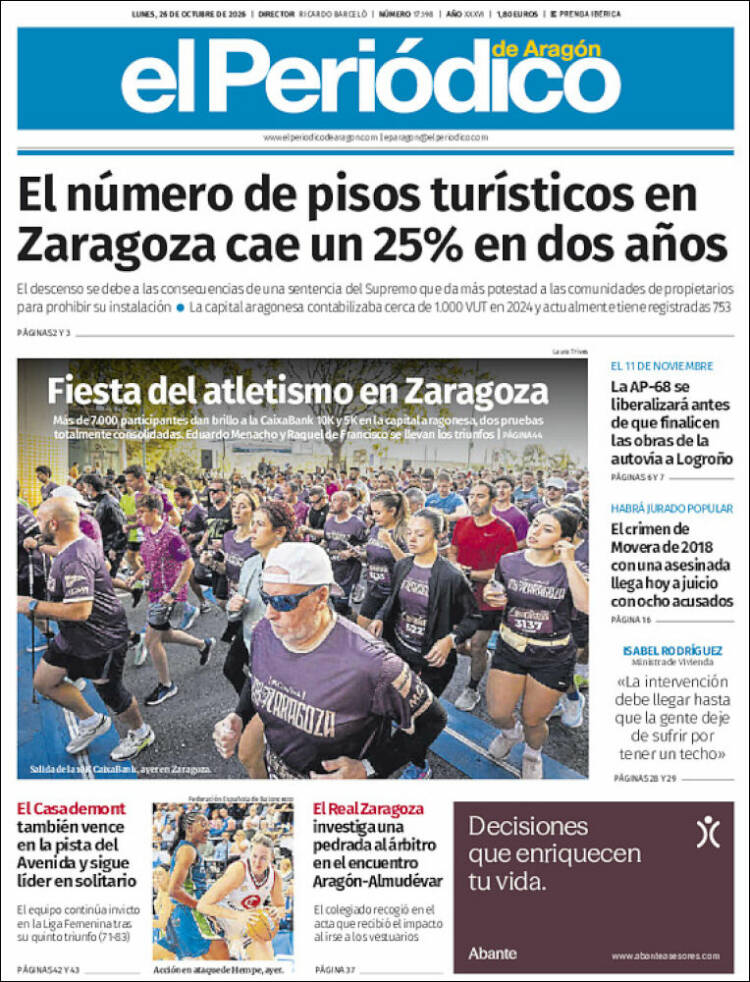Portada de El Periódico de Aragón (Espa&ntilde;a)