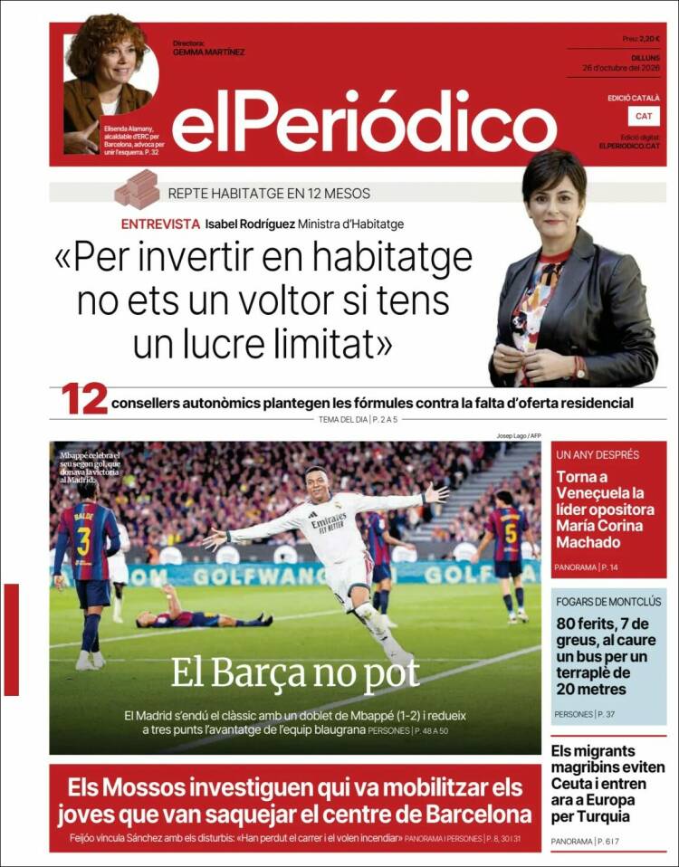 Portada de El Periódico de Catalunya (Espa&ntilde;a)