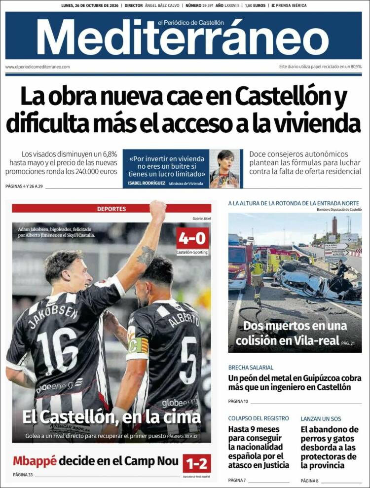 Portada de El Periódico Mediterraneo (Espa&ntilde;a)