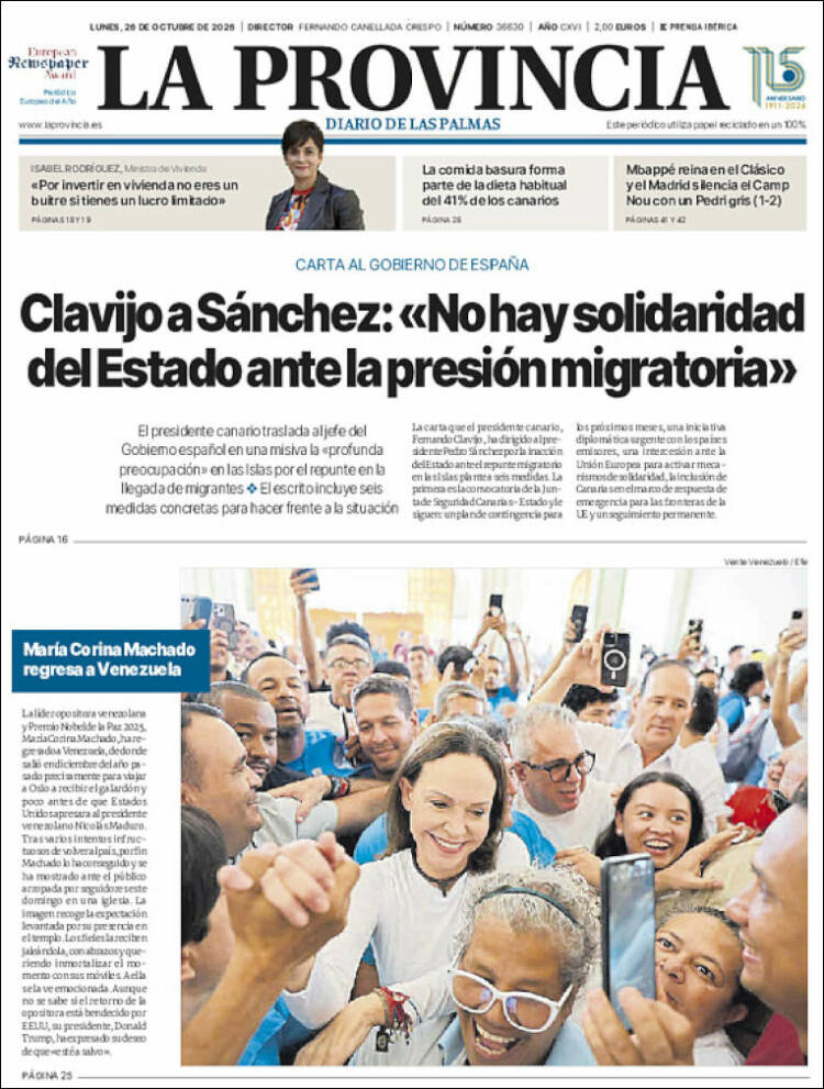Portada de La Provincia (Espa&ntilde;a)