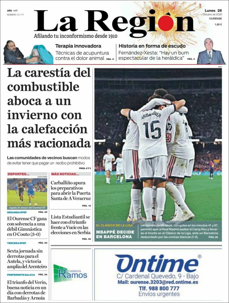 Portada de La Región de Ourense (Espa&ntilde;a)