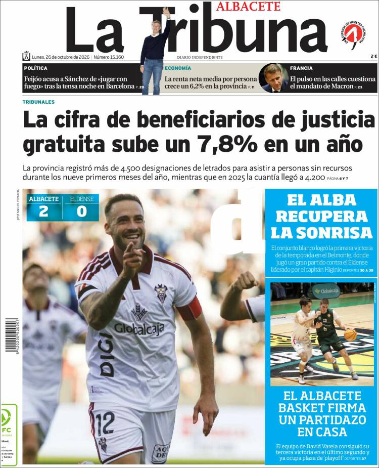 Portada de La Tribuna de Albacete (Espa&ntilde;a)