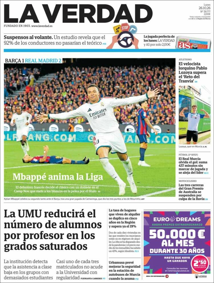 Portada de La Verdad de Murcia (Espa&ntilde;a)