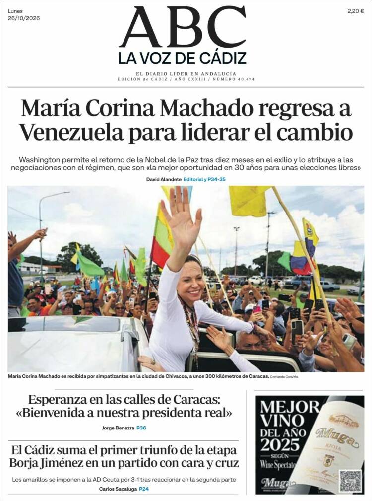 Portada de La Voz de Cádiz (Espa&ntilde;a)