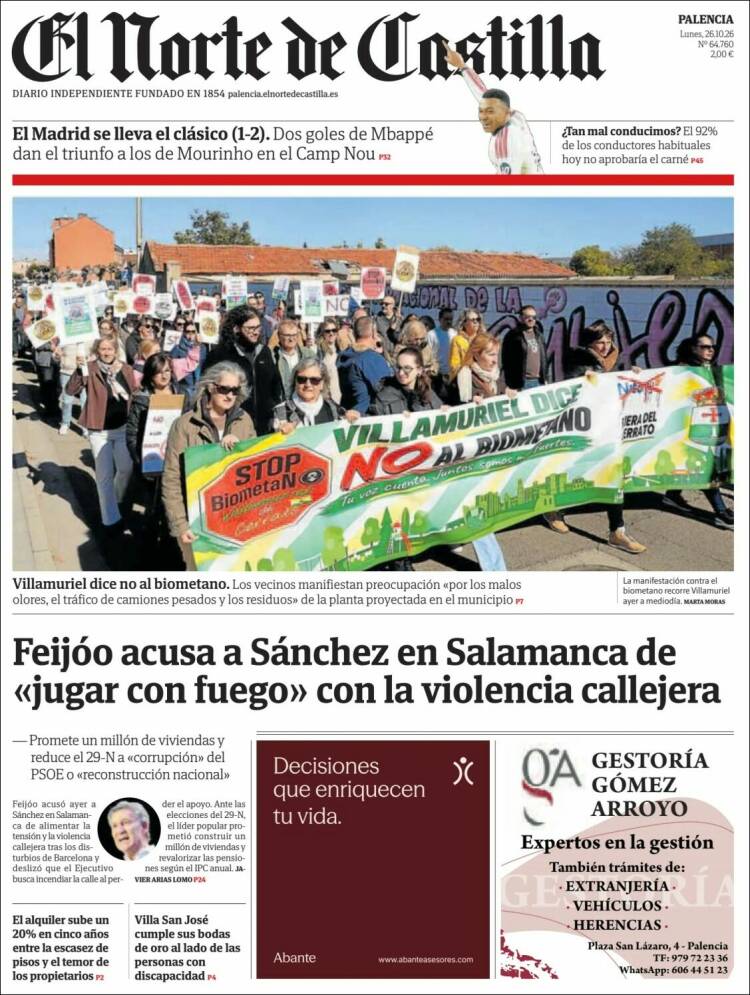 Portada de Norte de Castilla - Palencia (Espa&ntilde;a)
