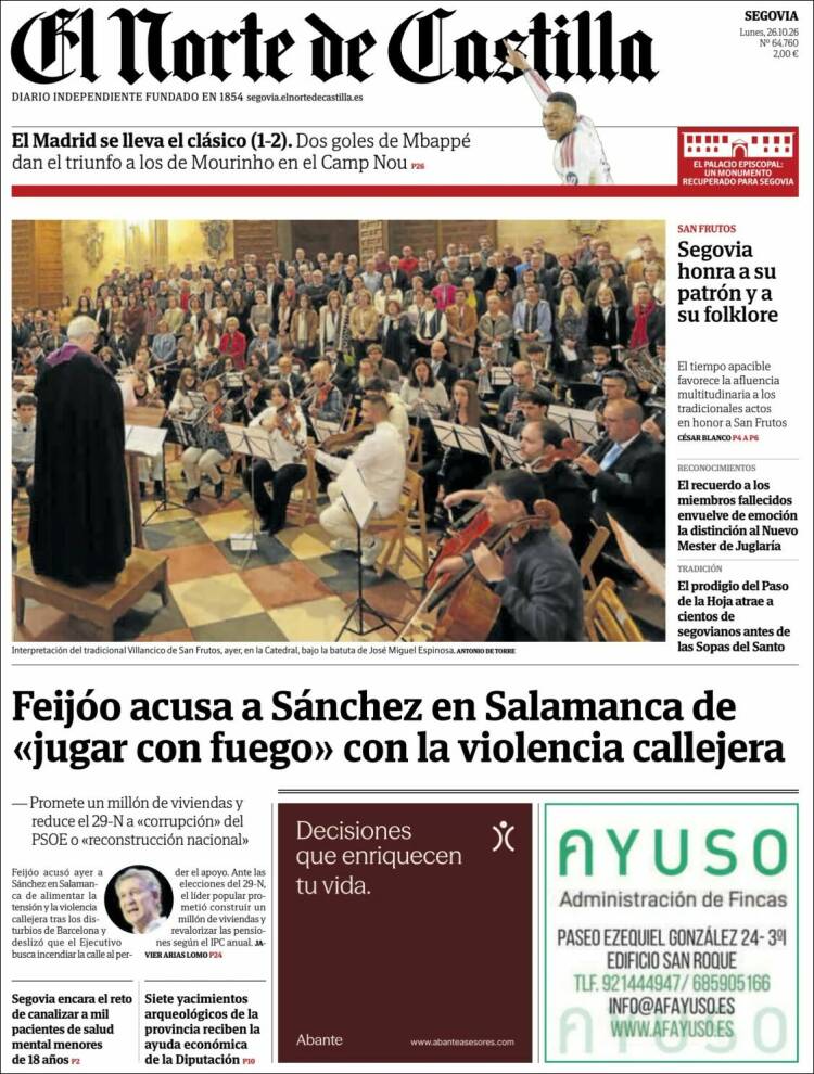 Portada de Norte de Castilla - Segovia (Espa&ntilde;a)