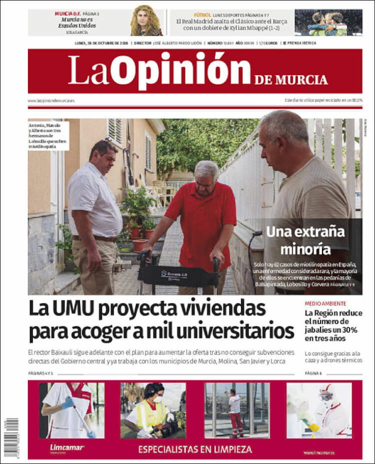 Portada de La Opinión de Murcia (Espa&ntilde;a)